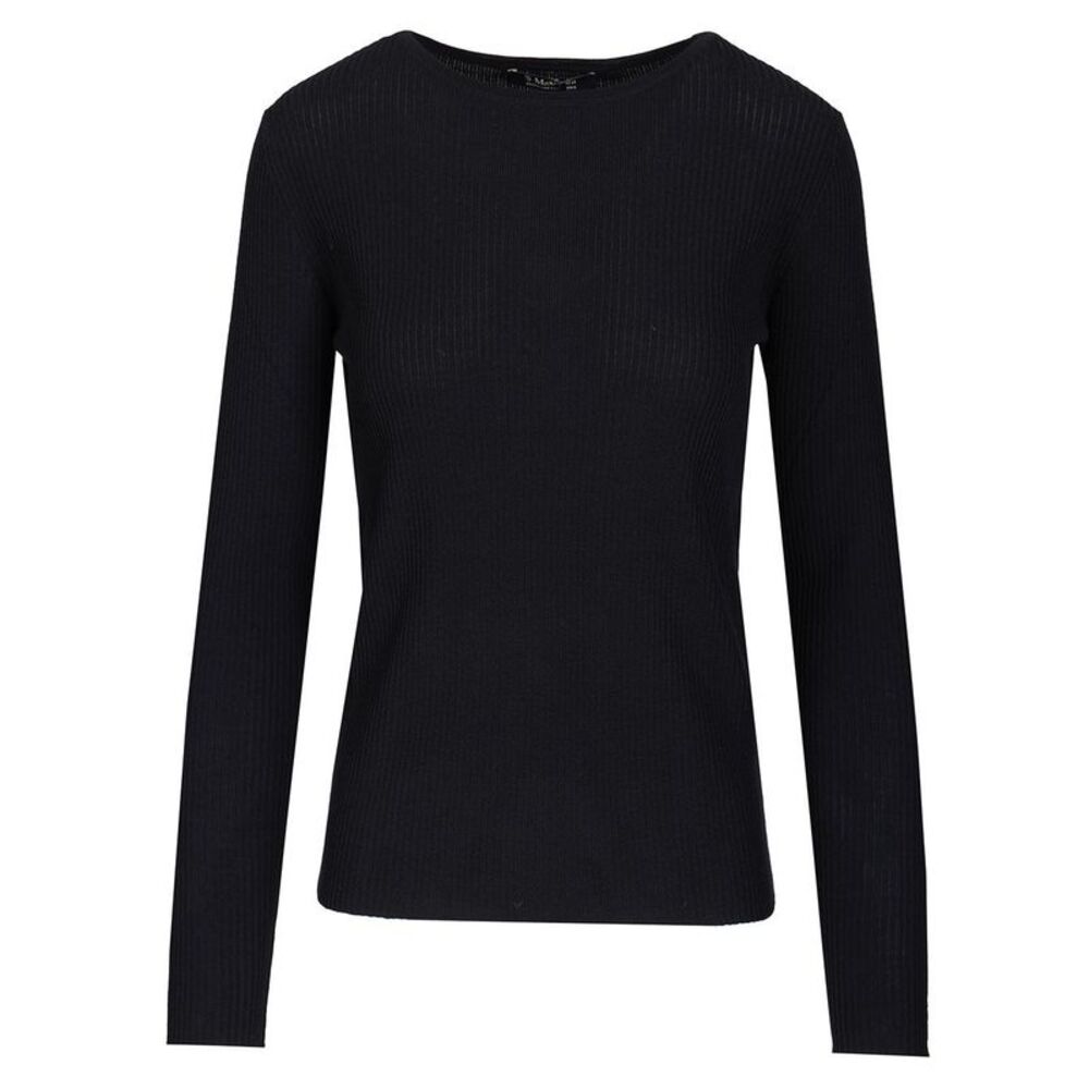 'S Max Mara Women Disegno Wool Rib Crewneck Long Sleeve
